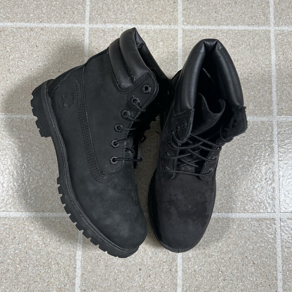Timberland Women's Premium 6 Inch Waterproof Boots in Black Nubuck Size 7